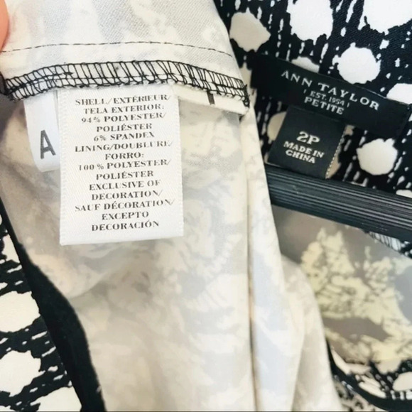 Ann Taylor Sleeveless Sheath Dress Black & White Size 2P - Picture 7 of 8